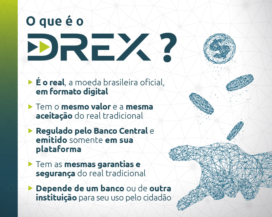 O que é o Drex - Real Digital? É o Real, a moeda brasileira oficial, em versão digital